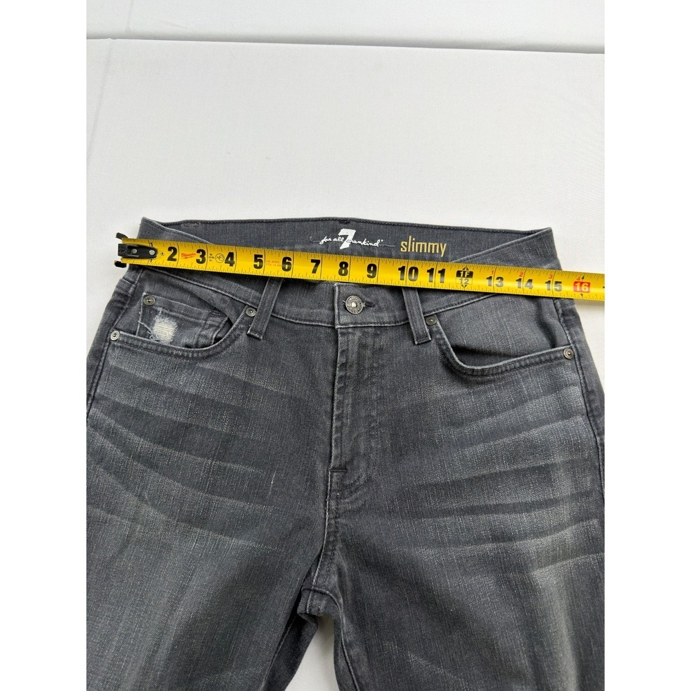7 For All Mankind Slimmy Jeans Womens Gray Distressed Slim Fit Denim Size  31 - Picture 14 of 15